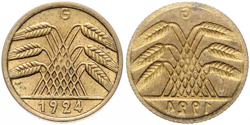 Weimarer Republik 5 Pfennig 1924 G zweimal Ährenseite, einmal incus J. zu308 /31...
