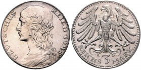 Weimarer Republik 3 Reichsmark 1925 Motivprobe in Silber von Karl Goetz, mit Silberpunze 800 im Rand J. zu320. Schaaf 320aG 3 (Vs. 2, Rs. 4). Kien. 35...