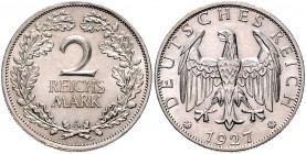 Weimarer Republik 2 Reichsmark 1927 A J. 320. 
 vz-st