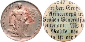 Weimarer Republik 50 Reichspfennig o.J. Einseitige Motivprobe der Rückseitendarstellung von Karl Goetz, geprägt auf dünnem Kupferblech, rückseitig Pap...