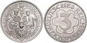 Weimarer Republik 3 Reichsmark 1927 A 1000 Jahre Nordhausen J. 327. 
 f.st