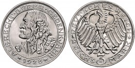Weimarer Republik 3 Reichsmark 1928 D zum 400. Todestag von Albrecht Dürer J. 332. 
 f.st