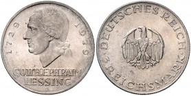 Weimarer Republik 3 Reichsmark 1929 D Zum 200. Geburtstag von Gotthold Ephraim Lessing J. 335. 
 vz-st