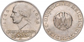 Weimarer Republik 3 Reichsmark 1929 D Zum 200. Geburtstag von Gotthold Ephraim Lessing J. 335. 
kl.Kr. vz
