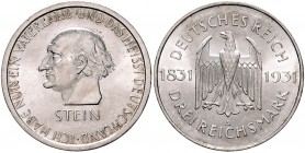 Weimarer Republik 3 Reichsmark 1931 A Zum 100. Todestag des Freiherrn vom und zum Stein J. 348. 
 vz-st