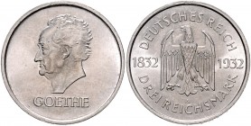 Weimarer Republik 3 Reichsmark 1932 A Zum 100. Todestag Goethes J. 350. 
 vz-st
