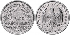 Drittes Reich 1 Reichsmark 1939 A Probeprägung in Chromstahl (!). In diesem Material sehr selten. Rand glatt, stark magnetisch. J. zu354. Schaaf 354G ...