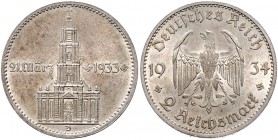 Drittes Reich 2 Reichsmark 1934 D Zum Jahrestag der Eröffnung des Reichstags J. 355. 
 vz-st