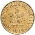 Bundesrepublik Deutschland 10 Pfennig 1973 Einseitiger Abschlag der Baumseite in Normalgewicht, Wertseite nur Randstab J. zu383. 
4,0g vz-st