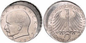 Bundesrepublik Deutschland 2 Deutsche Mark 1958 G Max Planck, Fehlprägung: 15% dezentriert J. zu392. Schaaf -. Beckenb. -. 
 f.st