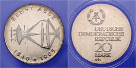 DDR 20 Mark 1980 Zum 75. Todestag von Ernst Abbe J. 1575. 
verplombt PP