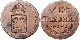 RDR - Österreich Franz II./ I. 1792-1835 1 Kreuzer 1816 Fehlprägung: Vorder- und Rückseite incus 
 ss