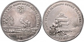 RDR - Länder - Schlesien Silbermedaille 1741 (v. Kittel) auf den ersten Schlesischen Krieg und den Tod Karls VI. FuS 4247. 
32,0mm 8,5g ss
