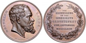 RDR - Länder - Schlesien Bronzemedaille 1876 (v. Tautenhayn) auf den 70. Geburtstag von Heinrich Laube 
49,5mm 70,2g schöne braune Patina PP-