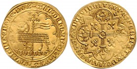 Belgien - Brabant Johanna und Wenzel 1355-1383 Mouton d´or o.J. Vilvorde Friedb. 8. Delm. 43. 
4,64g vz