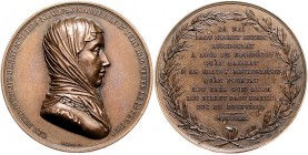 Frankreich Louis XVIII. 1814-1824 Bronzemedaille 1821 (v. Barré) Caroline F.L. Herzogin von Berry, mit Widmung an die Männer und Frauen von Bordeaux a...