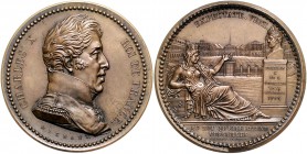 Frankreich Charles X. 1824-1830 Bronzemedaille o.J. (v. Michaut) auf seinen Besuch in Versailles Wurzbach 4319. 
50,7mm 53,0g vz+