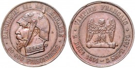 Frankreich Napoléon III. 1852-1871 Bronzemedaille 1870 Spottmedaille a.d. Niederlage gegen Deutschland 
27,2mm 6,8g vz