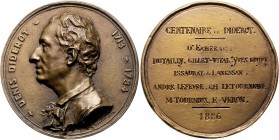 Frankreich III. République 1871-1940 Bronzemedaille 1886 (v. J. Gautherin) a.d. 1784 verstorbenen Philosophen und Aufklärer Denis Diderot - Centenaire...