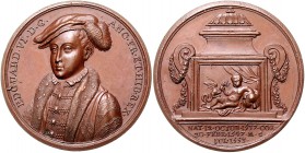 Großbritannien Edward VI. 1547-1553 Bronzemedaille 1553 auf seinen Tod 
spätere Prägung 40,6mm 29,6g vz
