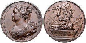 Großbritannien Anne 1702-1714 Bronzemedaille 1714 (v. Dassier) auf ihren Tod Eimer 462. 
40,8mm 32,9g vz+