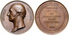 Großbritannien George IV. 1820-1830 Bronzemedaille 1827 (v. Galle) a.d. Tod des Staatsmannes George Canning Wurzbach 1190. 
51,1mm 56,8g f.st