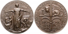 Italien - Triest Bronzemedaille 1938 (v. Mistruzzi/S.A. Pagani) zum 100-jährigen Bestehen der adriatischen Vereinigung für Sicherheit 
winz.Rf., 57,0...