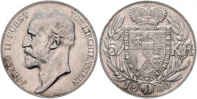 Liechtenstein Johann II. 1858-1929 5 Kronen 1900 KM Y4. 
 ss-vz/vz