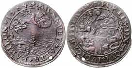 Niederlande Willem I. van Oranje-Nassau 1572-1584 Kupfer-Jeton 1584 a.d. Konfiszierung kirchlicher Gegenstände in Holland v. Loon I,334. 
gelocht, kl...