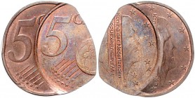 Niederlande Beatrix 1980-2013 5 Cent o.J. (ab 2002) Fehlprägung: Vorder- und Rückseite mehrfach geprägt KM 836. 
 vz-st
