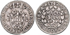 Portugal - Angola José I. 1750-1777 2 Macutas 1762 Gomes D9.01. KM 13. 
 gutes ss