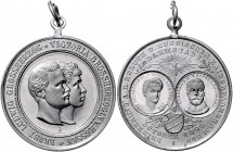 Russland Nikolai II. 1894-1917 Aluminium-Medaille 1896 a.d. Besuch des russischen Zarenpaares in Darmstadt 
kl.Fleck, m.Orig.Öse u.Ring, 39,2mm 6,6g ...