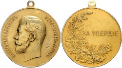 Russland Nikolai II. 1894-1917 Goldmedaille o.J. FÜR EIFER" Diakov 1138. 1. "
sehr selten in diesem Gewicht! winz.Rf. 44,0mm 52,92g ss-vz