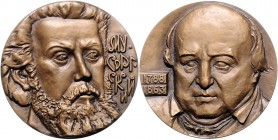 Russland UDSSR 1918-1991 Lot von 2 Medaillen: Tombakmedaille 1988 a.d. 150 Geburtstag des Komponisten Modest Petrowitsch Mussorgski und Tombakmedaille...