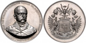 Sammlung Otto v. Bismarck Silbermedaille 1870 (v. Hugues Bovy) auf den Kanzler des Norddeutschen Bundes, i.Rd: L.FURET Bennert 4 (Ae). Slg. Bö. 5007. ...