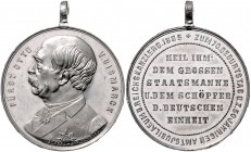 Sammlung Otto v. Bismarck Zinnmedaille 1885 (v. O. Bergmann) auf seinen 70. Geburtstag und 50-jähriges Dienstjubiläum Bennert 25. Slg. Bö. 5065 (Ae). ...