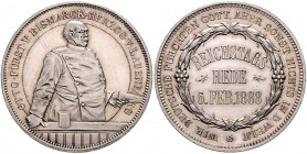 Sammlung Otto v. Bismarck Silbermedaille 1888 (v. Lauer, unsign.) auf seine Reichstagsrede Bennert 392. Slg. Bö. -. 
l.ber., 33,4mm 18,0g vz-st