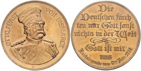 Sammlung Otto v. Bismarck Bronzemedaille 1888 vergoldet (v. Lauer, unsign.) auf seine Reichstagsrede Bennert 390. Slg. Bö. 5205. 
40,4mm 27,6g vz-st