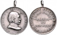 Sammlung Otto v. Bismarck Silbermedaille 1888 (unsign.) auf seine Reichstagsrede Bennert 72 var.. Slg. Bö. 5214 (Messing). 
20,0mm 3,2g m. Orig.Öse s...
