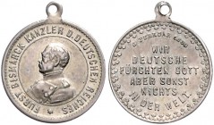 Sammlung Otto v. Bismarck Silbermedaille 1888 auf seine Reichstagsrede (Variante mit Datum) Bennert 74N. Slg. Bö. -. 
16,2mm 16,6g m.Orig.Öse ss-vz