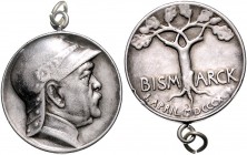 Sammlung Otto v. Bismarck Silbermedaille 1895 (v. Hildebrandt) auf seinen 80. Geburtstag, französisch geprägt Bennert 146. Slg. Bö. 5326. 
kl.Rf., 30...