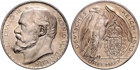 Medaillen von Karl Goetz 3 Mark 1913 Probe in versilbertem Kupfer (Bayern) Schaaf 52G1. Kien. 77. J. zu52. Slg. Bö. 5246 ff. 
12,04g f.st