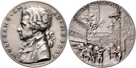 Medaillen von Karl Goetz Silbermedaille 1925 a.d. Mozartfest auf der Wartburg, i.Rd: BAYER.HAUPTMÜNZAMT.SILBER 900 (f) Kien. 323. 
36,0mm 19,5g f.st