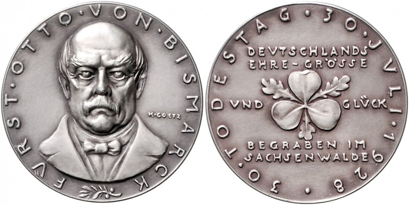 Medaillen von Karl Goetz Silbermedaille 1928 mattiert a.d. 30. Todestag von Fürs...