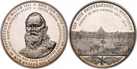Medaillen von Karl Goetz Silbermedaille 1911 a.d. 90, Geburtstag des Prinzregenten Luitpold von Bayern und a.d. Vollendung des neuen Bahnhofs in Nürnb...