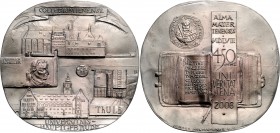 Medaillen von Peter Götz Güttler Weißmetallplakette 2008 auf 450 Jahre Universität Jena, Auflage nur 25 Exemplare, Randpunze: G 
114x108mm 340,7g f.g...