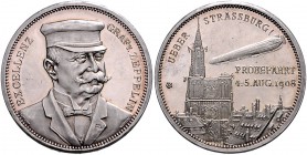 - Luftfahrt Silbermedaille 1908 (v. Lauer) a.d. Abnahme-Fernfahrt des LZ 4, i.Rd: EIN GEDAECHTNISSTHALER Silber 999 Kai. 286. 
f.Kr., 33,3mm 17,6g vz...