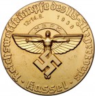 - Luftfahrt Aluminium-Medaille 1938 vergoldet, einseitig a.d. Reichswettkämpfe des NS-Fliegerkorps in Kassel 12.-14.8.1938 Kai. 1239. 
82,0mm 62,7g v...