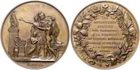 - Medicina in nummis Bronzemedaille 1824 (v. Barré/Guerin) a.d. Denkmal für Medizin 
50,8mm 58,4g st