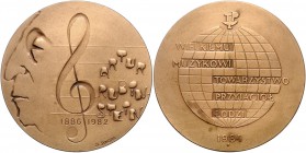 - Musik Bronzemedaille 1984 (v. Sikora) a.d. polnischen Pianisten Artur Rubinstein (1886-1982) Niggl -. 
 59,6mm 90,4g st